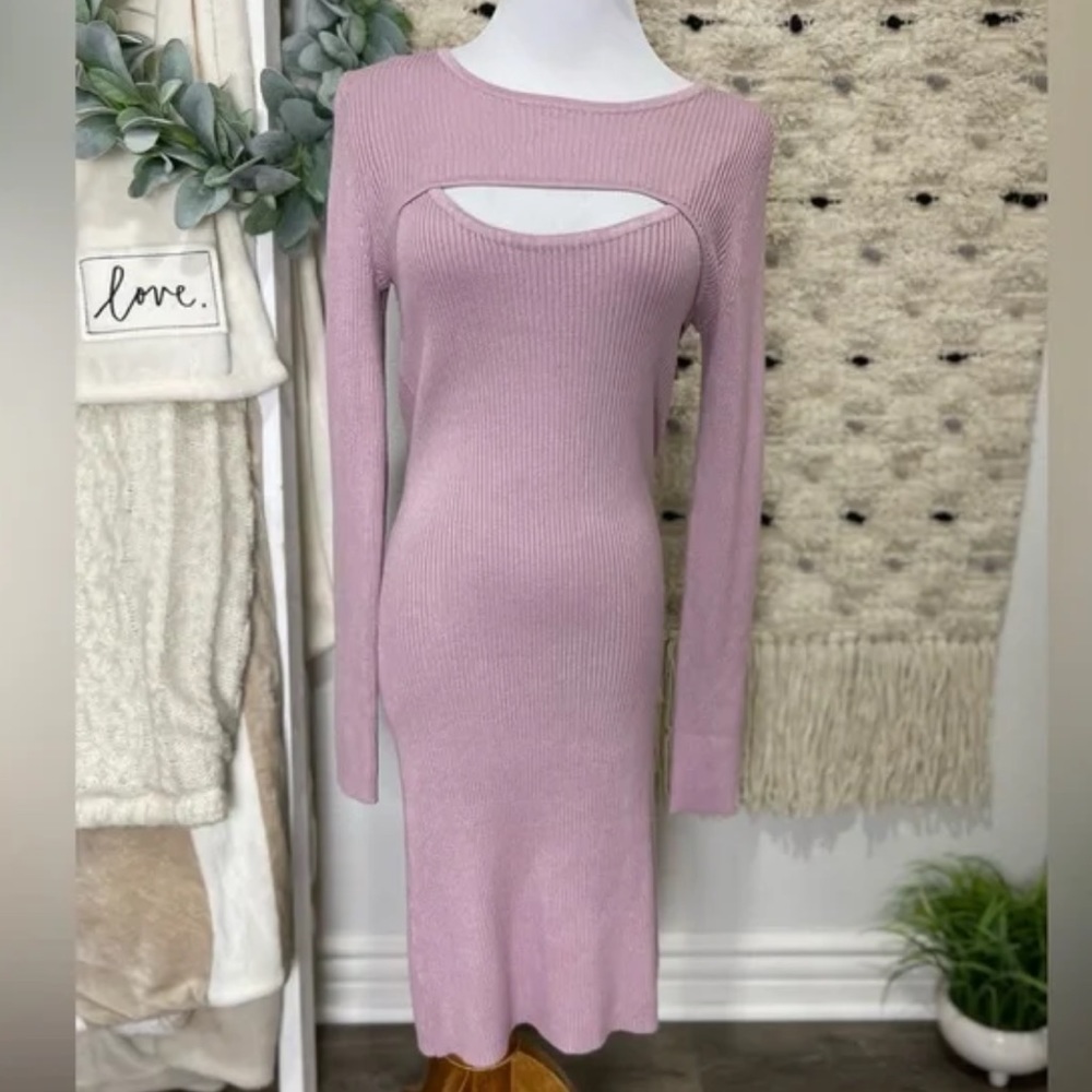 House of Harlow 1960 rose pink two piece sweater dress